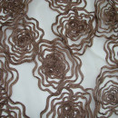Органза с вышивкой розы коричневая 280 см